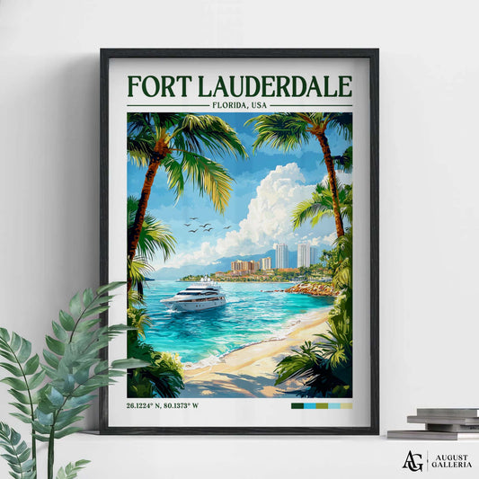 Fort Lauderdale Florida Retro Travel Print