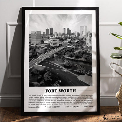 Fort Worth Black & White City Print