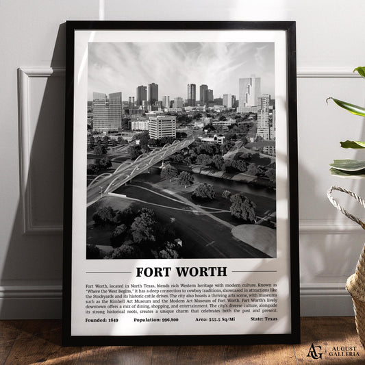 Fort Worth Black & White City Print