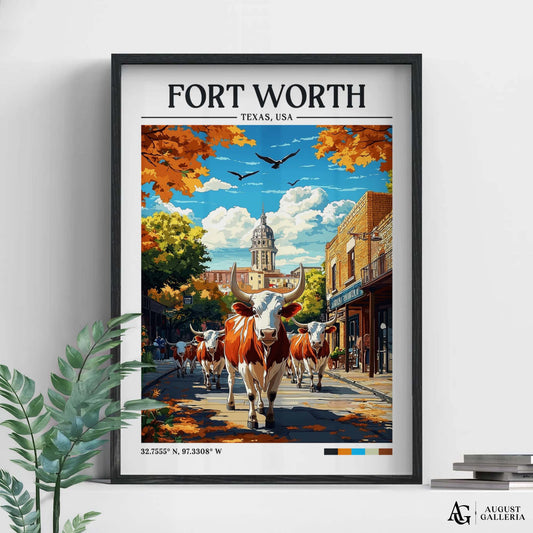 Fort Worth Texas Retro Travel Print