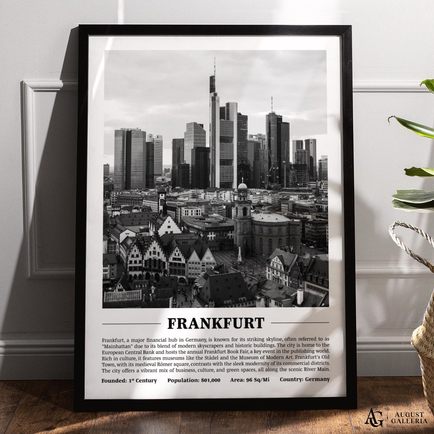 Frankfurt Black & White City Print