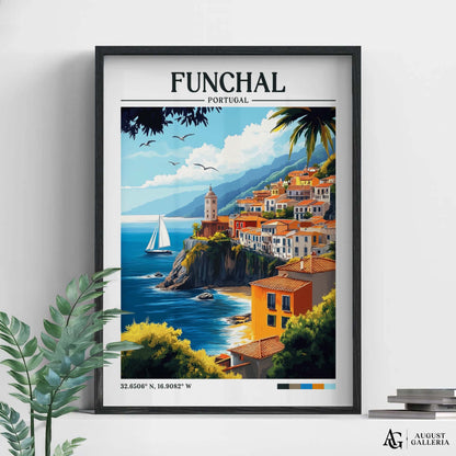 Funchal Portugal Retro Travel Print