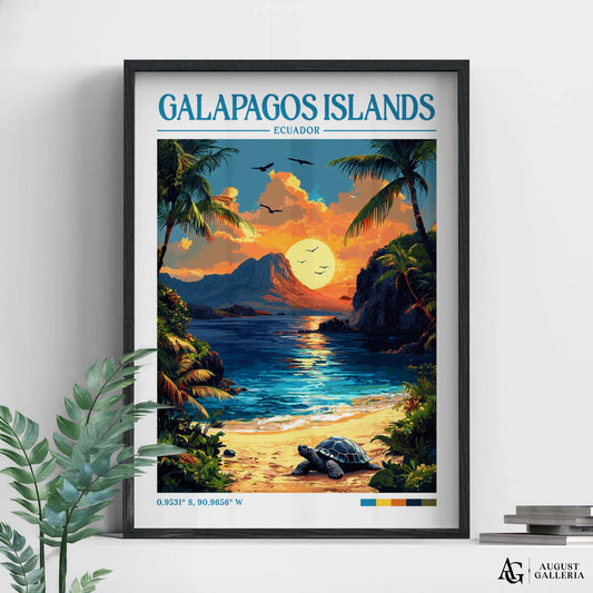 Galápagos Islands Retro Travel Print