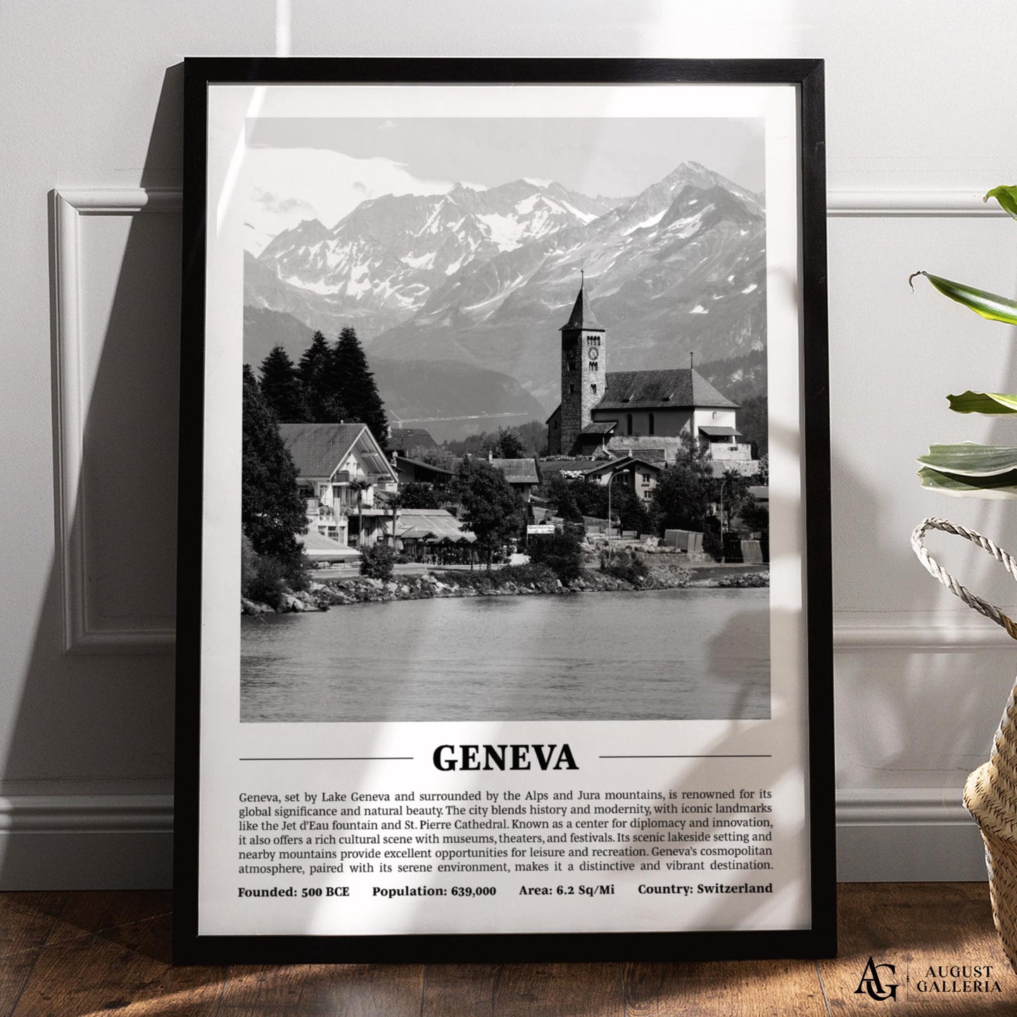 Geneva Black & White City Print