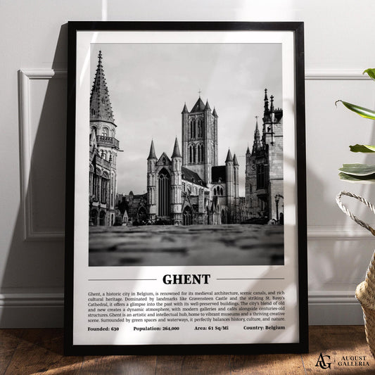 Ghent Black & White City Print