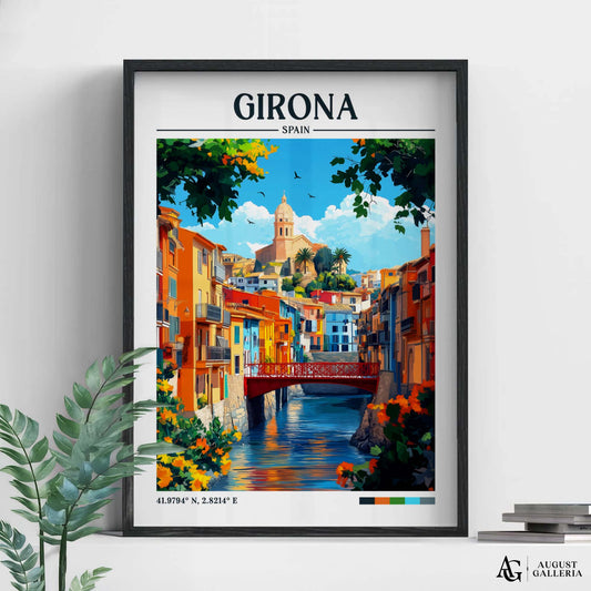 Girona Spain Retro Travel Print
