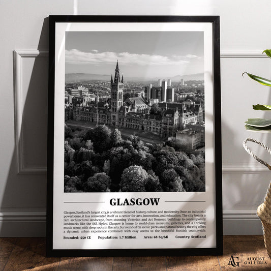 Glasgow Black & White City Print