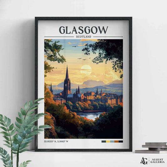 Glasgow Scotland Retro Travel Print