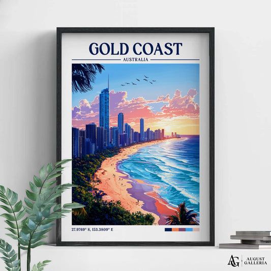 Gold Coast Australia Retro Travel Print