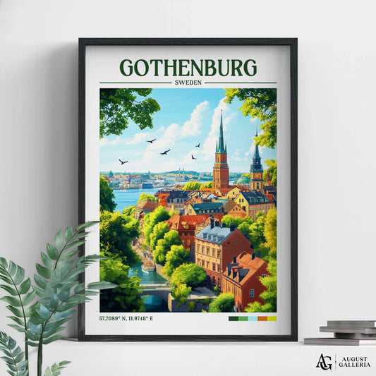 Gothenburg Sweden Retro Travel Print