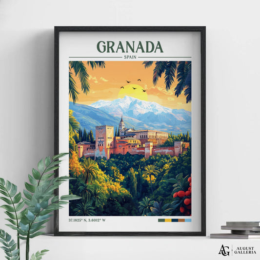 Granada Spain Retro Travel Print
