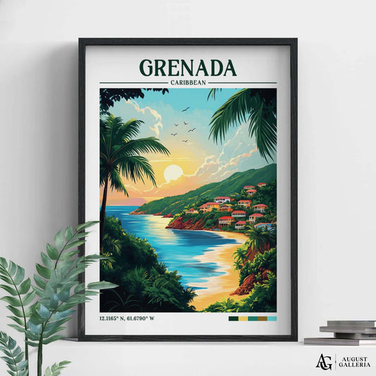 Grenada Caribbean Retro Travel Print