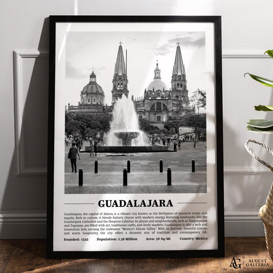 Guadalajara Black & White City Print