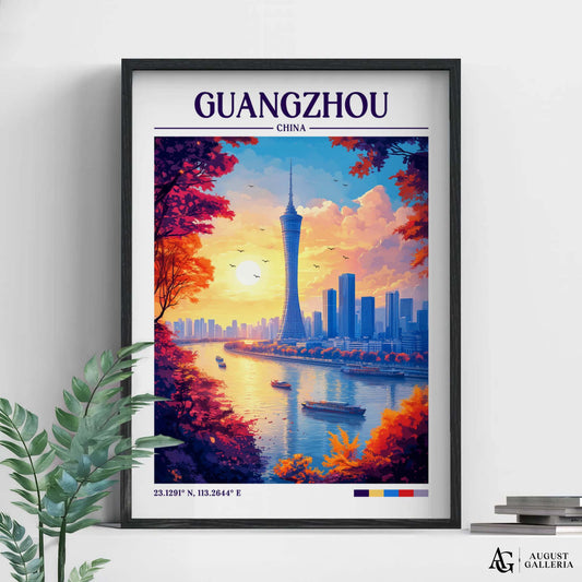 Guangzhou China Retro Travel Print