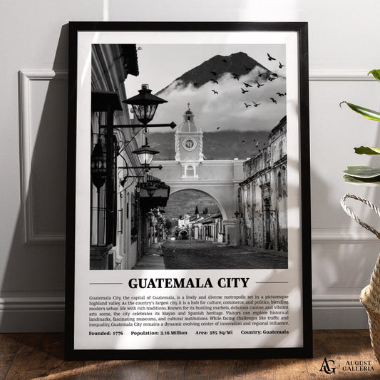 Guatemala City Black & White City Print