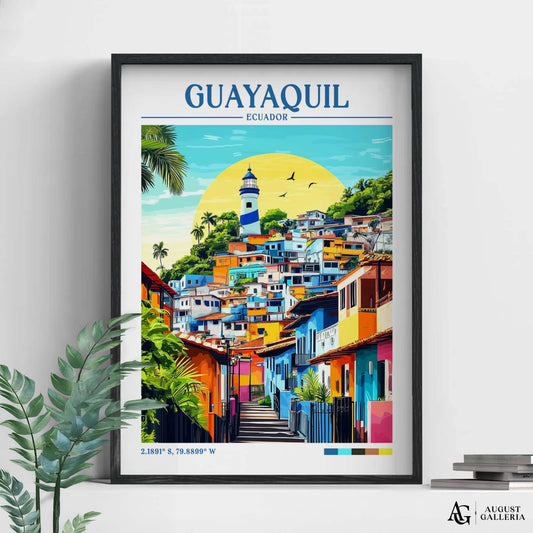 Guayaquil Ecuador Retro Travel Print