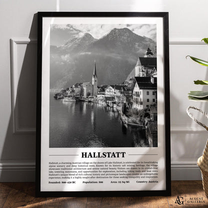 Hallstatt Black & White City Print