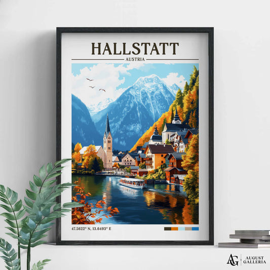 Hallstatt Austria Retro Travel Print