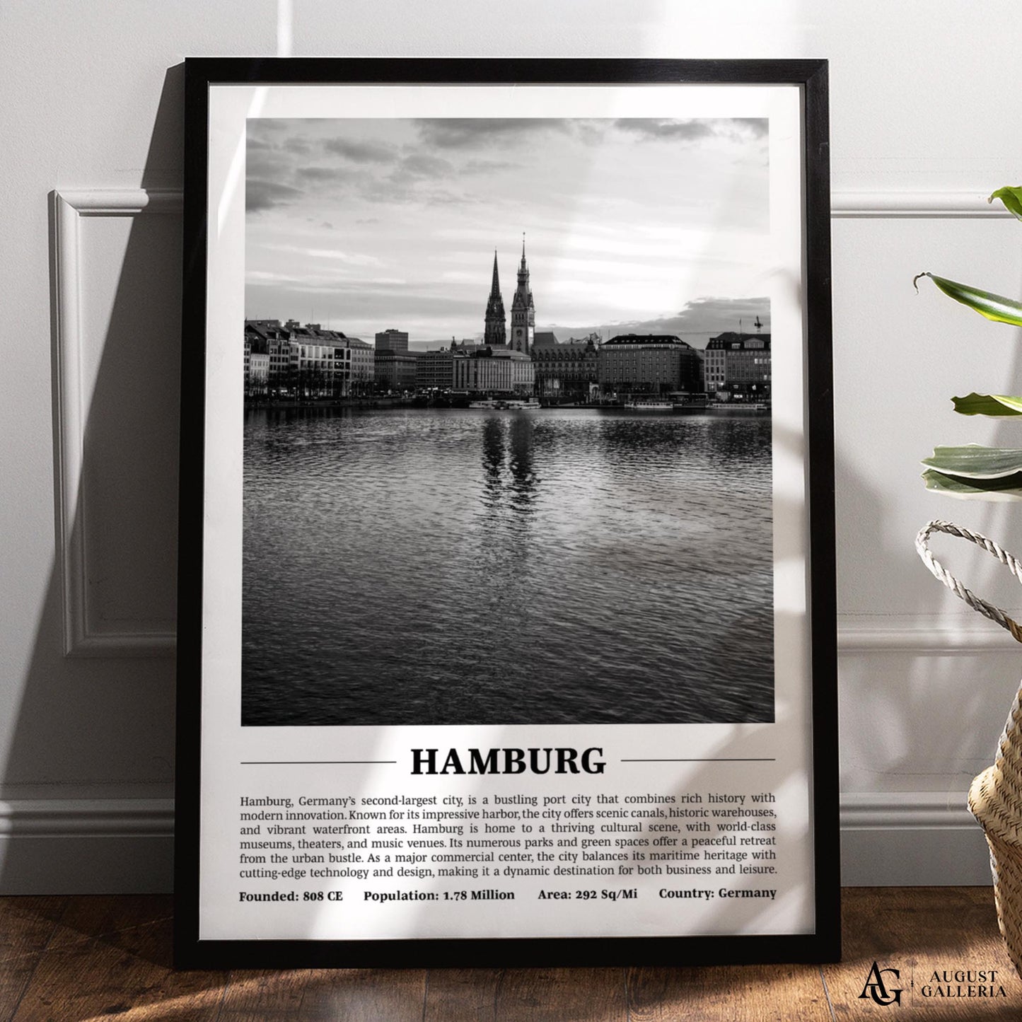 Hamburg Black & White City Print