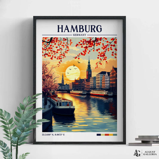 Hamburg Germany Retro Travel Print