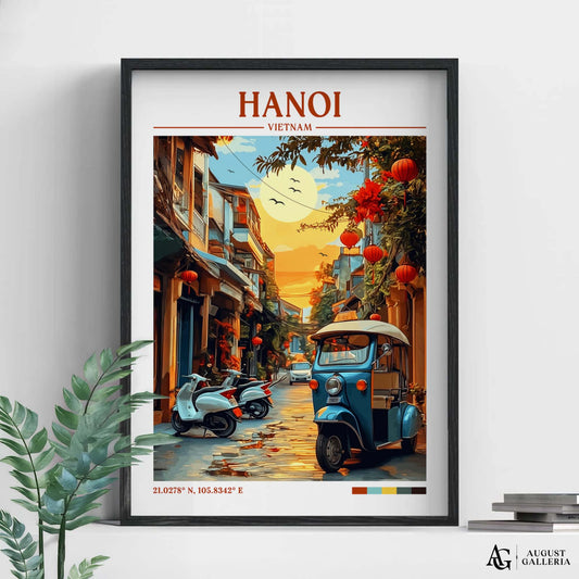 Hanoi Vietnam Retro Travel Print