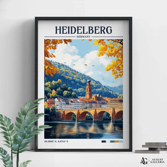 Heidelberg Germany Retro Travel Print