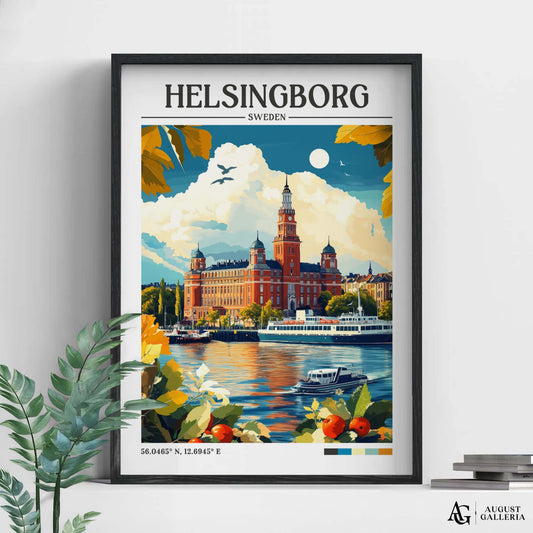 Helsingborg Sweden Retro Travel Print