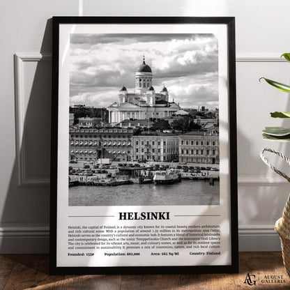 Helsinki Black & White City Print