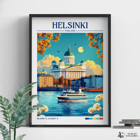 Helsinki Finland Retro Travel Print