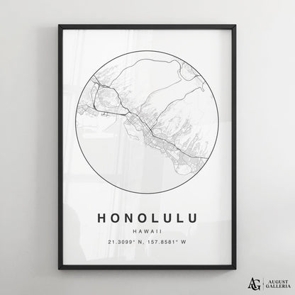 Honolulu Minimalist Map