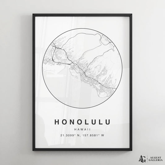 Honolulu Minimalist Map