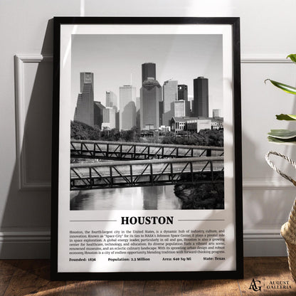 Houston Black & White City Print