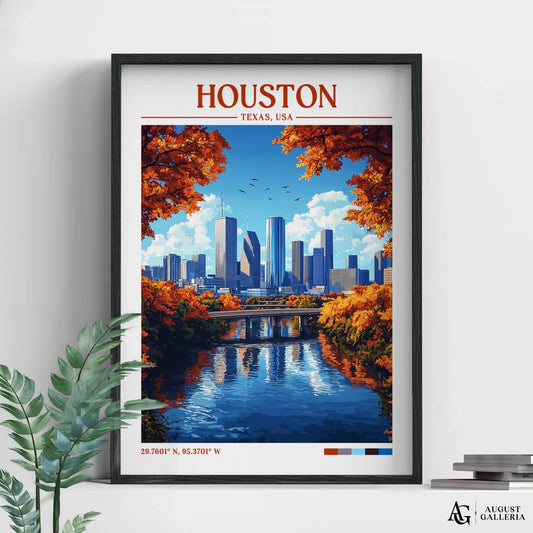 Houston Texas Retro Travel Print