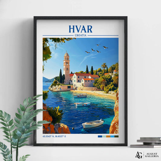 Hvar Croatia Retro Travel Print