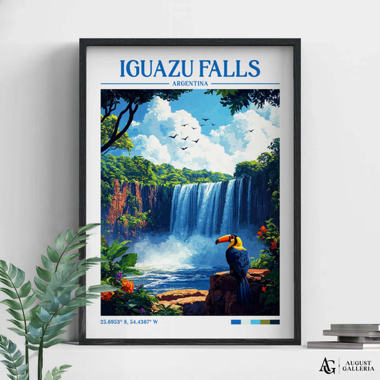 Iguazu Falls Retro Travel Print