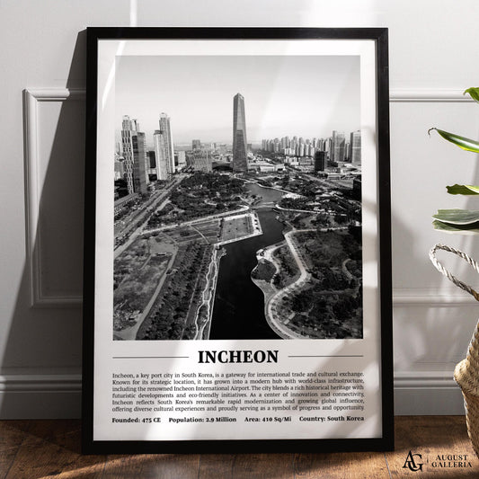 Incheon Black & White City Print