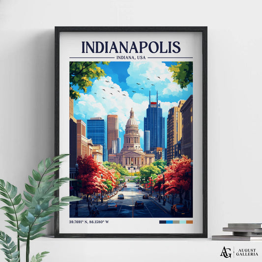 Indianapolis Indiana Retro Travel Print