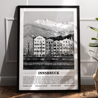 Innsbruck Black & White City Print