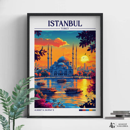 Istanbul Turkey Retro Travel Print