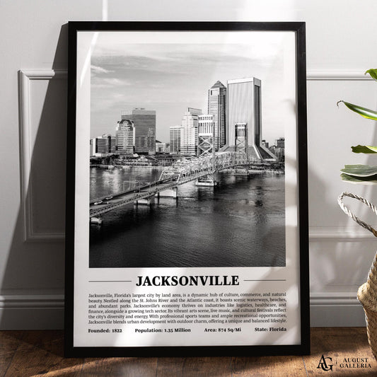 Jacksonville Black & White City Print