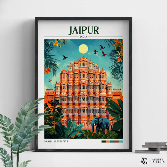 Jaipur India Retro Travel Print