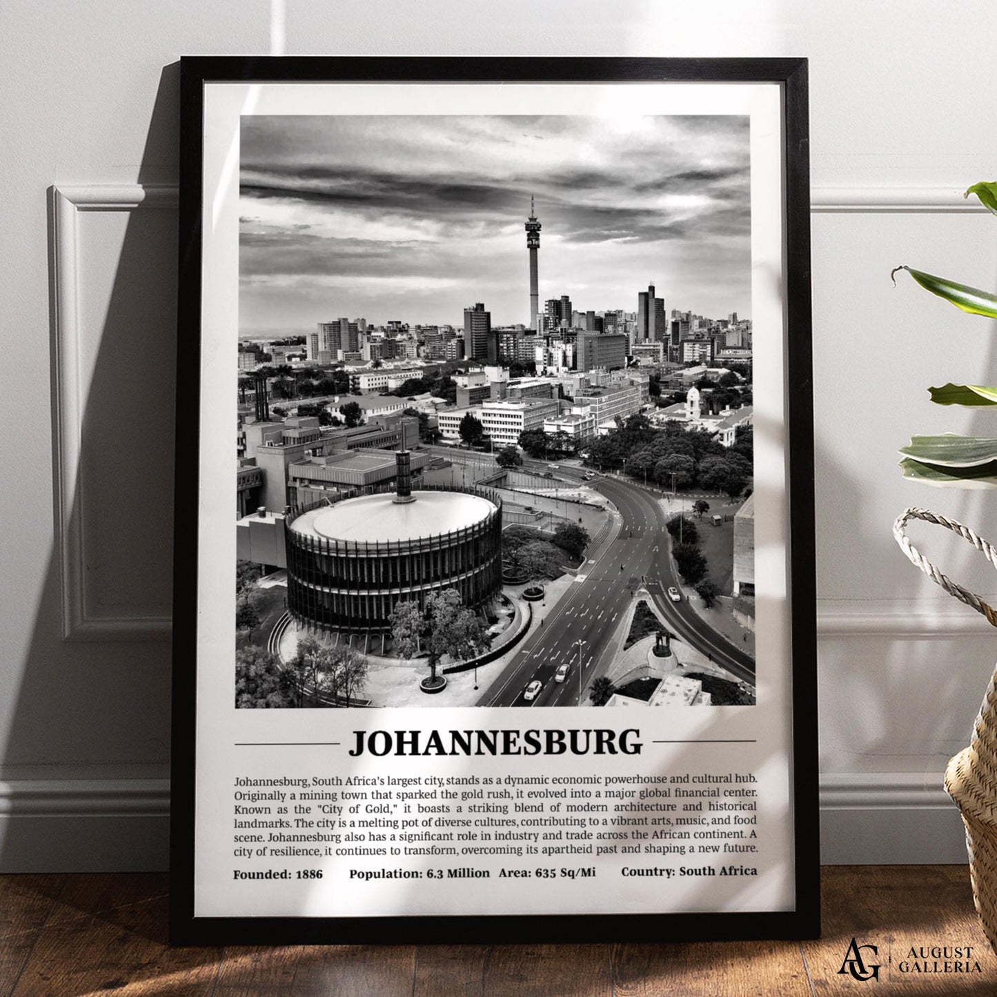 Johannesburg Black & White City Print