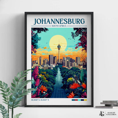 Johannesburg South Africa Retro Travel Print