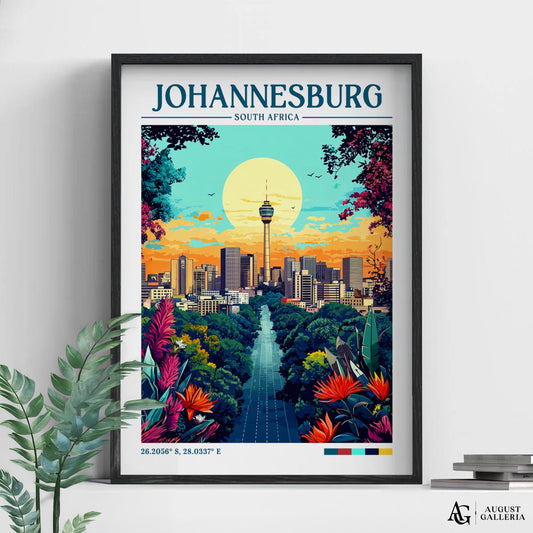 Johannesburg South Africa Retro Travel Print