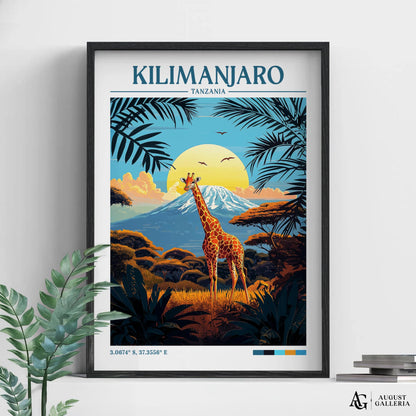 Kilimanjaro Tanzania Retro Travel Print