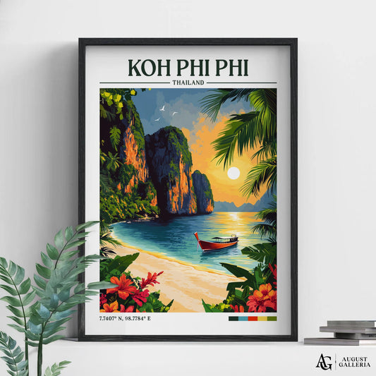 Koh Phi Phi Retro Travel Print