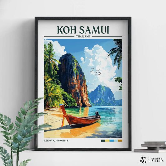 Koh Samui Thailand Retro Travel Print