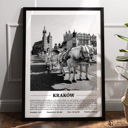 Kraków Black & White City Print