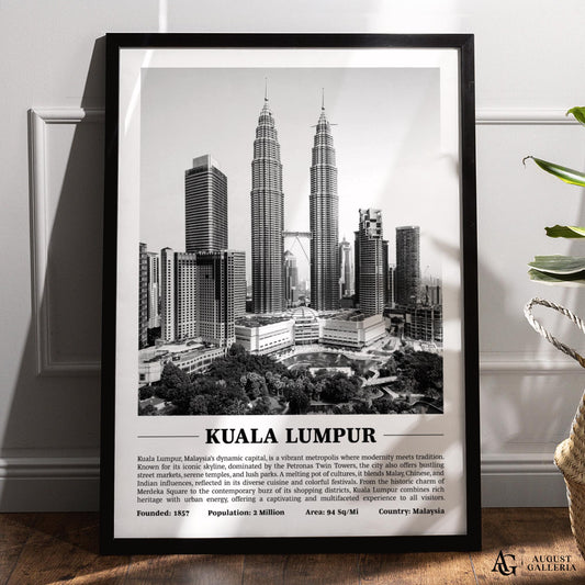 Kuala Lumpur Black & White City Print