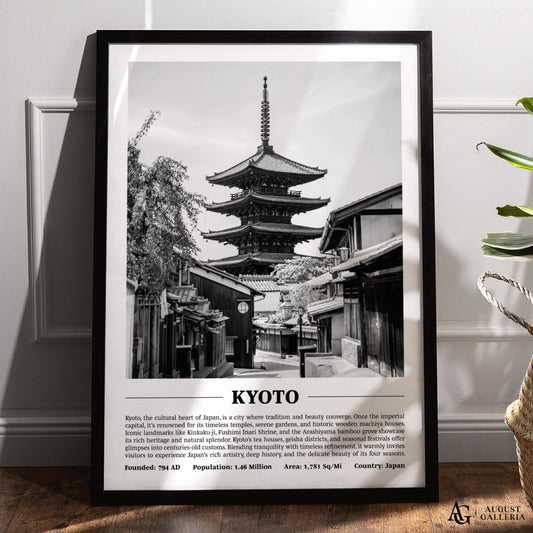 Kyoto Black & White City Print